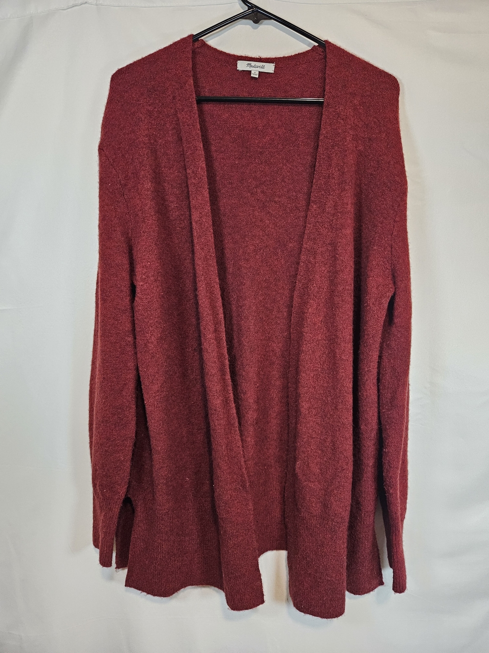 Madewell Women’s Open-Front Merino Wool Blend Cardigan Sweater - Burgundy